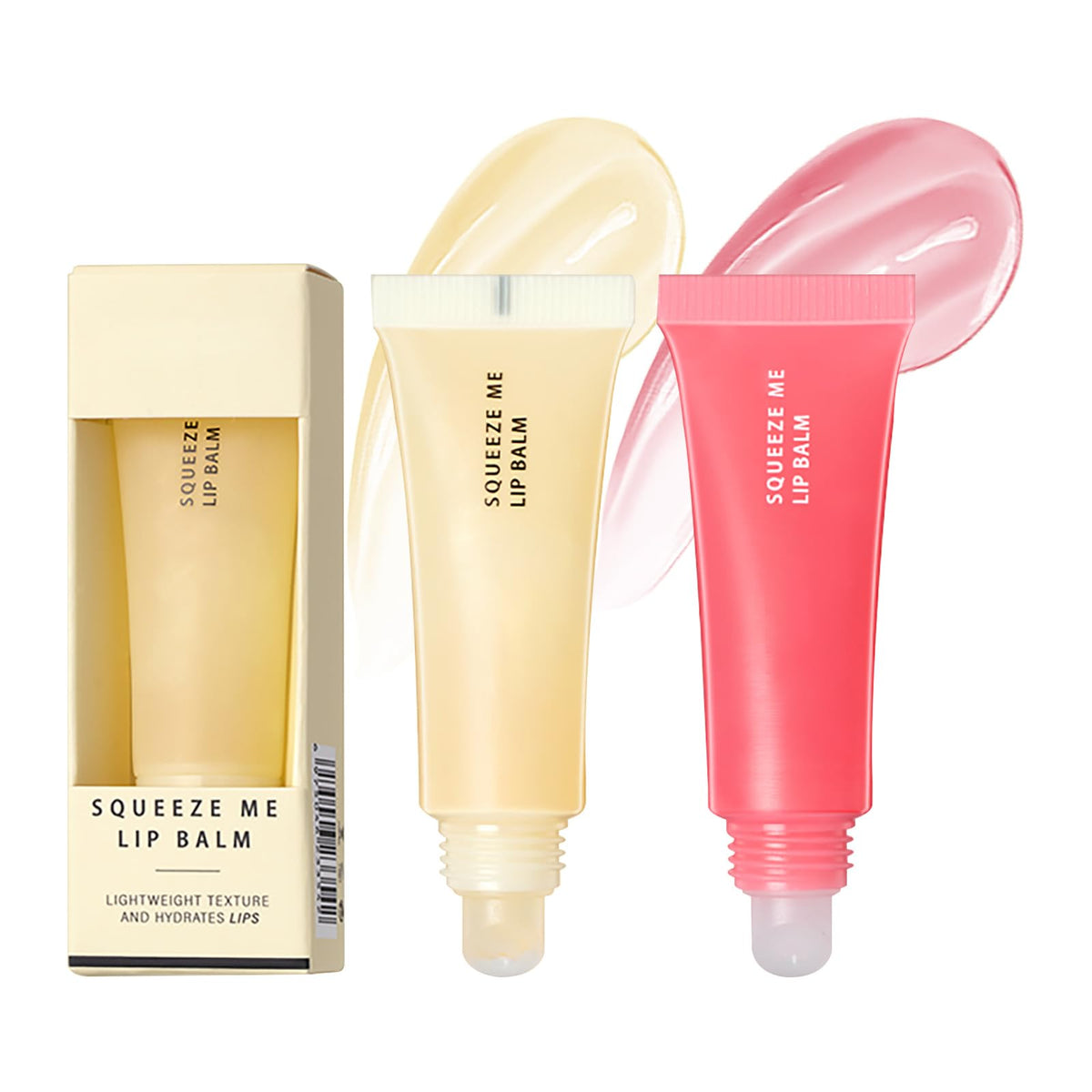 Prreal 2PCS Lip Balm Set, Moisturizing Lip Mask, Glossier Lip Balm, Strawberry Honey Lip Oil, Squeeze Lip Balms, Juicy Bomb Lip Gloss for Lip Care(Honey+Strawberry)