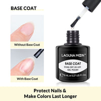 Lagunamoon LagunaMoon Gel Nail Polish Base Coat and No Wipe Top Coat Gel Polish Set Soak Off UV LED Nail Varnish Lacquer Manicure Set 2 × 8ml