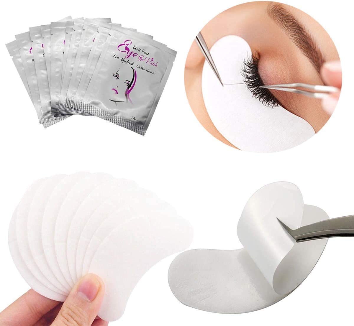 Beauty + 50 Pairs of Eyelash Gel Pads, Lash Extension Lint Free Under Eye Gel Pads Eye Patches For Pro Salon and Individual Eyelash Extension, Facials