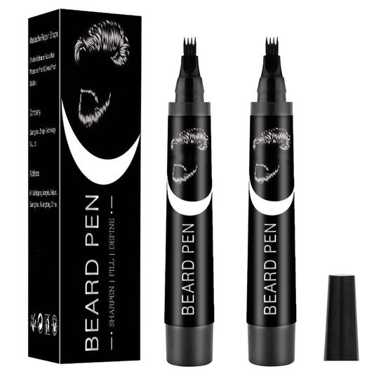 RubyTint Beard Dye for Men – Waterproof Formula with 4-Prong Tip – Helps Fill & Shape for a Natural Look Multi-Use Beard Pen Filler (black 2pcs)