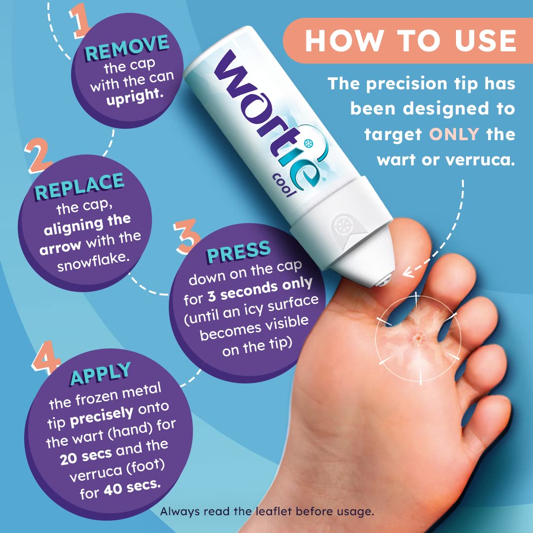 Wartie Freeze Wart and Verruca Remover, Safe For Adults and Children Aged 4+, Fast Acting Wart and Verruca Treatment For Hands and Feet, Contains 15 Applications, White, 50 ml (Pack of 1)