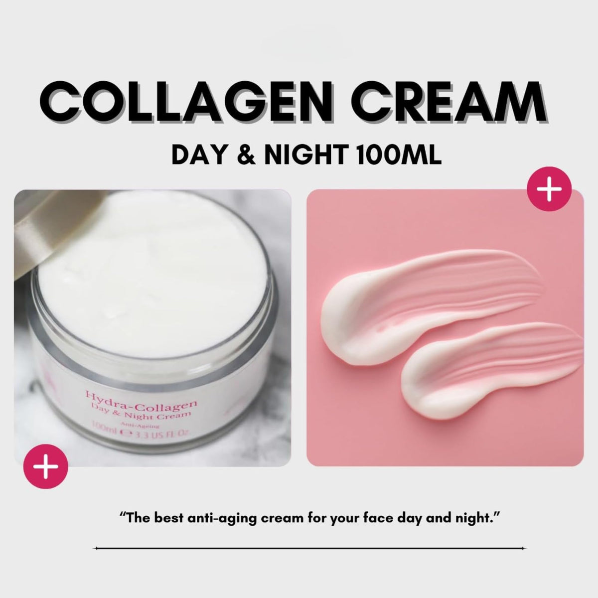 DCF Success Skincare Hydra-Collagen Moisturising Gel 100 ml & Award-Winning Day & Night Cream 100ml Anti-Ageing, Oil-Free Face & Body Moisturiser for Sensitive, Mature Skin