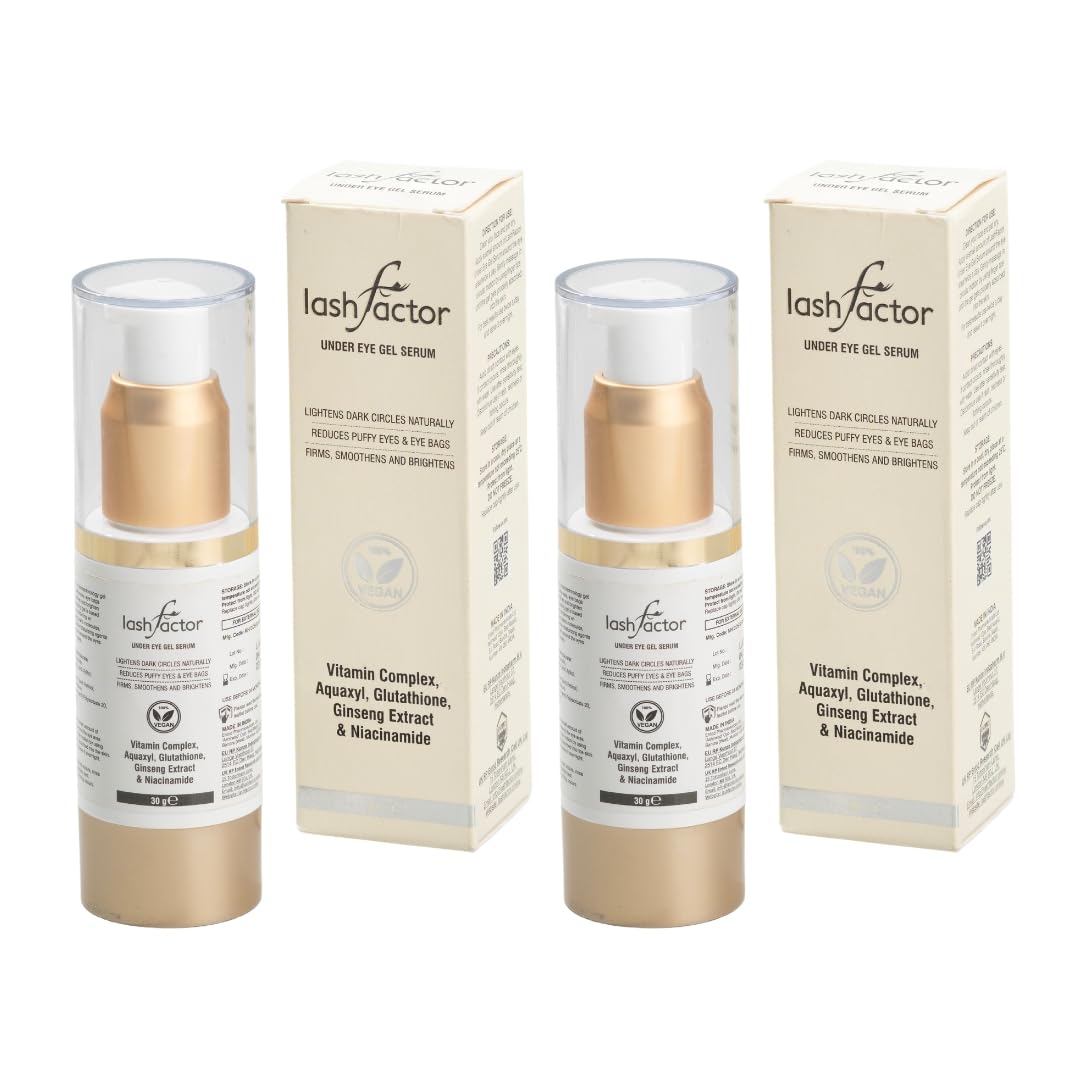 Lashfactor Under Eye Gel Serum- Hydrating Eye Serum for Dark Circles, Puffy Eyes, Eye Bags - Eye Bags Remover - 96% Users Reported a Reduction of Dark Circles,30g (Pack of 2)