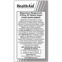 HealthAid Magnesium Bisglycinate Vegan Tablets, 60-Count
