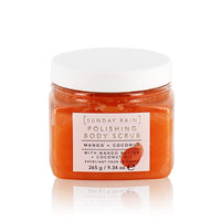 Sunday Rain Polishing Body Scrub for Extra Smooth & Soft Skin, Vegan and Cruelty-Free, Tropical Mango Butter and Coconut Oil, 265g