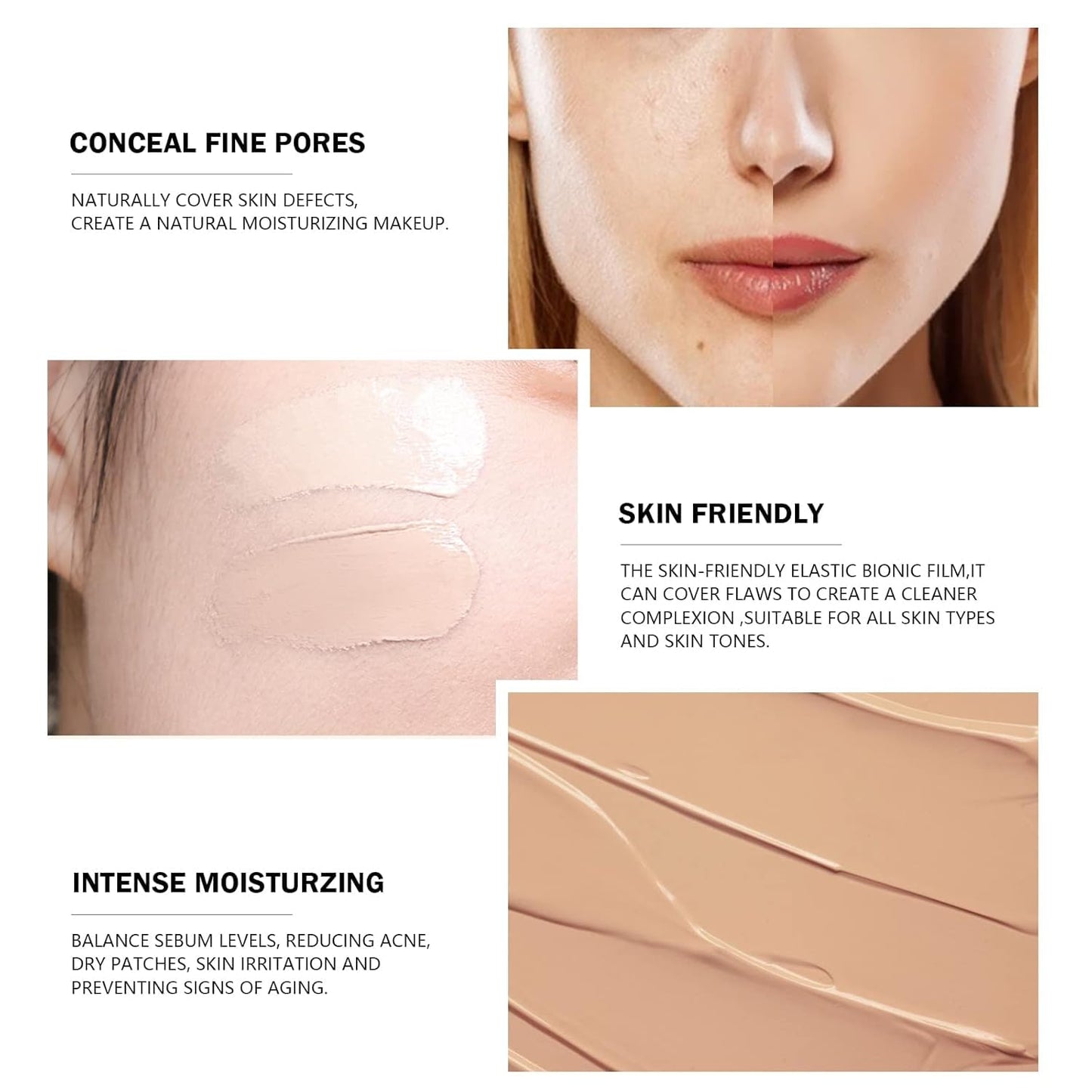 Ownest KYDA Mushroom Head Air Cushion BB Cream, Concealer Lasting Nude Makeup Moisturizing Brightening Pigment CC Liquid Foundation, Even Skin Tone Makeup Base BB Cream -(Natural)