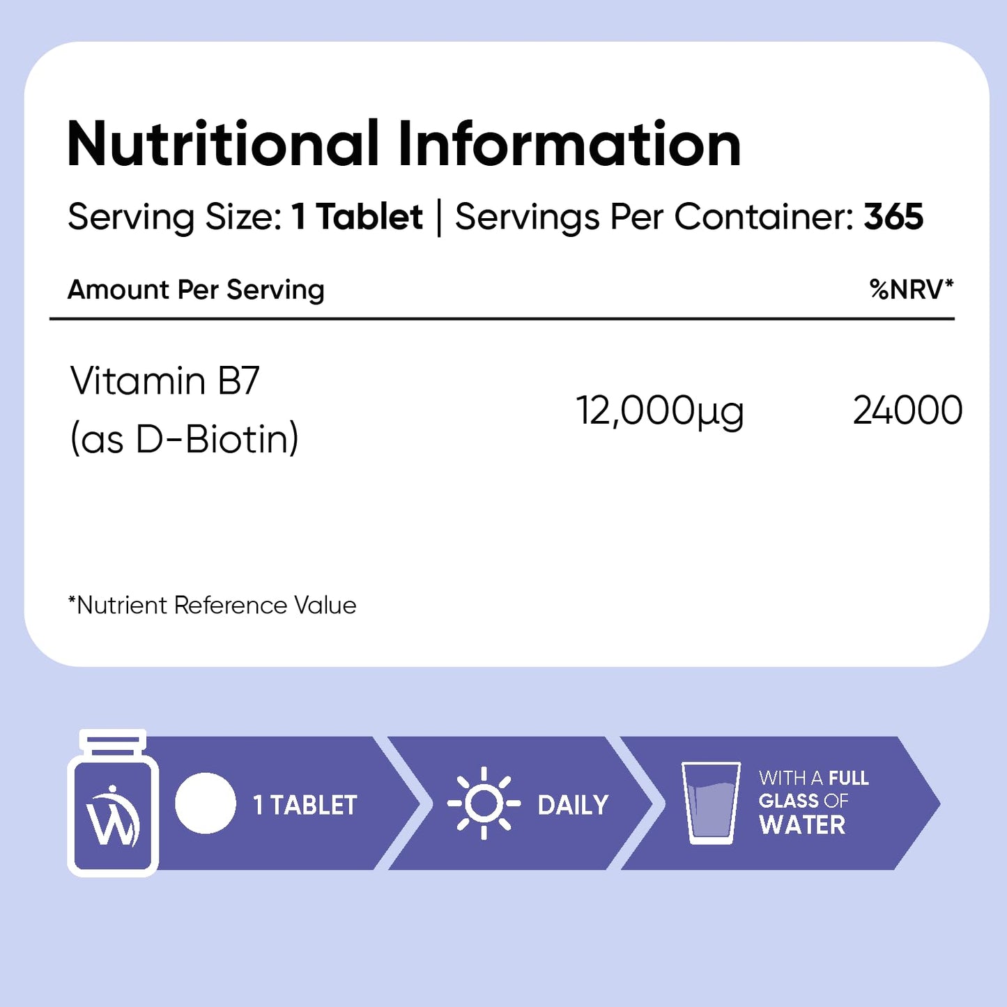 WeightWorld Biotin Tablets - 365 Vegan Tablets - 1 Year Supply - 1 Tablet per Day - 12000mcg Biotin Supplements - Travel-Friendly, Non-GMO & Magnesium Stearate-Free Vitamin B7 Supplement