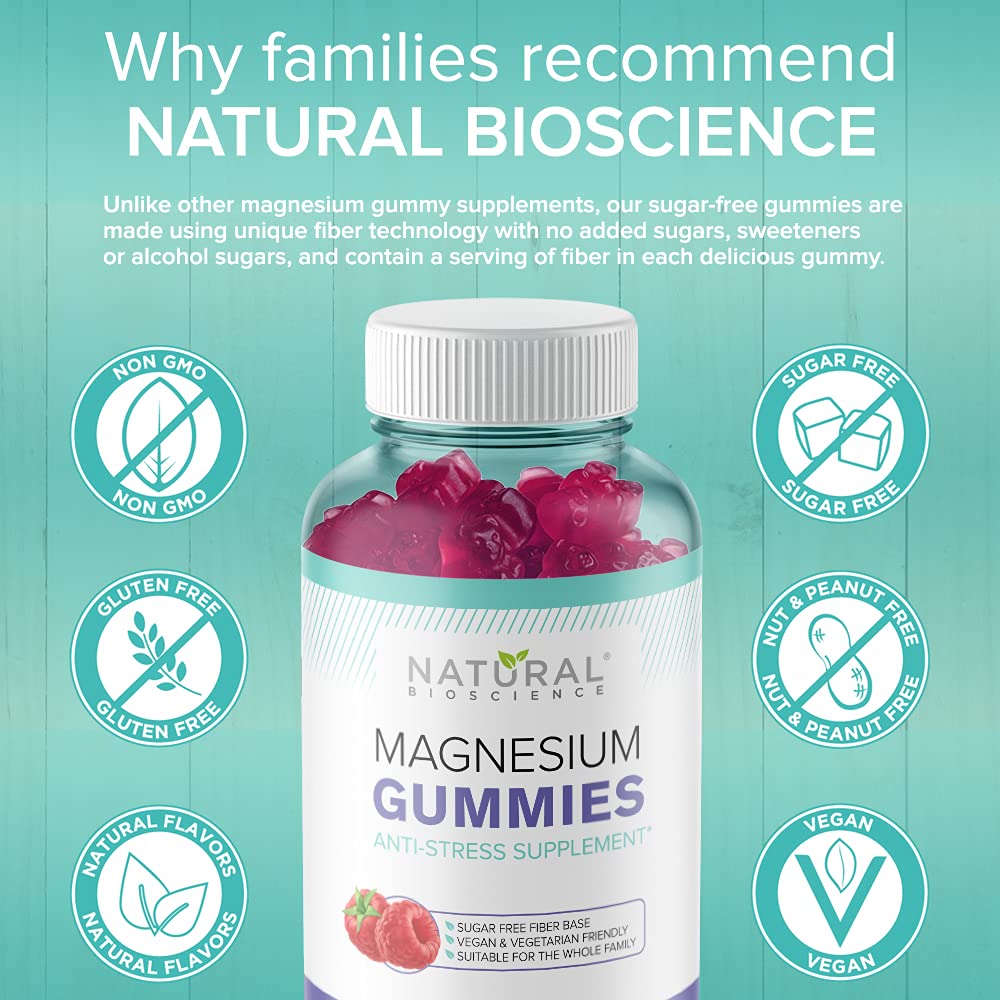 Natural BioScience Magnesium Citrate Gummies | 180 Magnesium Supplements - 100mg of Magnesium Citrate per Serving | Raspberry Flavoured - Suitable for Adults & Children | Sugar Free, Non-GMO & Vegan