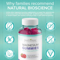 Natural BioScience Magnesium Citrate Gummies | 180 Magnesium Supplements - 100mg of Magnesium Citrate per Serving | Raspberry Flavoured - Suitable for Adults & Children | Sugar Free, Non-GMO & Vegan