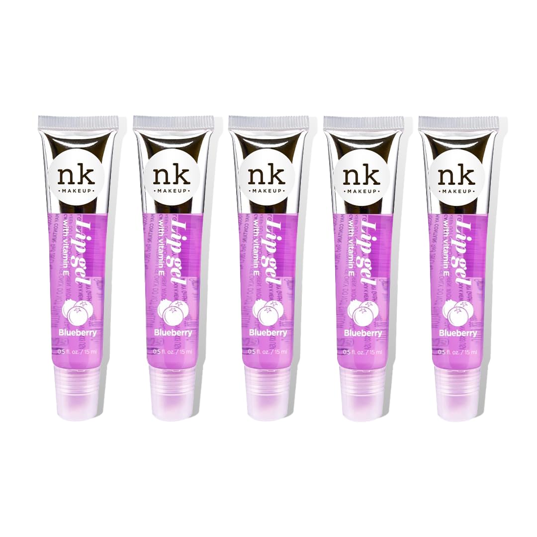 Nicka K NK lip gloss gel 15ml Vitamin E, Shiny, Nourishes, Lip gel (Blueberry, Pack Of 5)