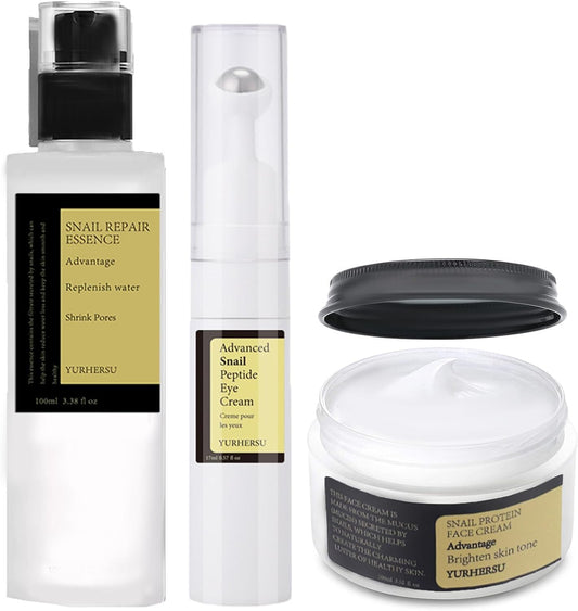 3PCS Snail Mucin Skincare Sets for Teenage Girls,Natural Pamper Sets For Women Gifts,Snail Mucin Face Serum&Face Moisturizer & Eye Cream