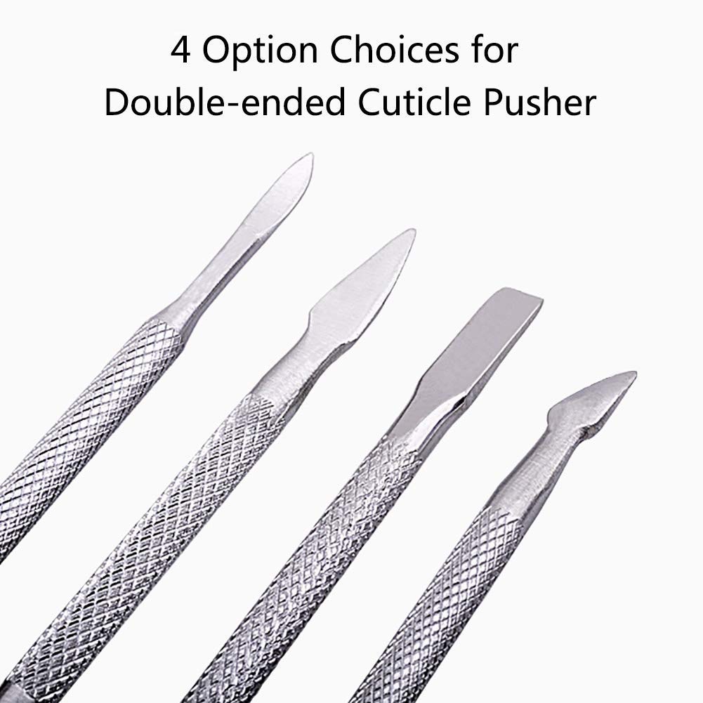 HUPOO Cuticle Pusher and Cutter Set, Dead Skin Nail Cleaner Tools, Professional Stainless Steel Cuticle Remover, Durable Pedicure Manicure Tools for Fingernails and Toenails.4 Pcs/Set