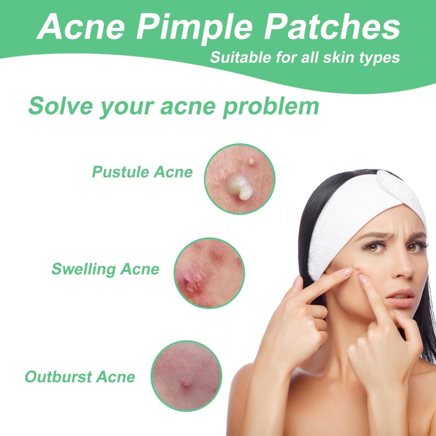 Zebrlan Pimple Patches 300 Counts Acne Patch Spot Patches Blemish Stickers Hydrocolloid Invisible Patches Spot Dots Acne Effectively Face Skin Care,4 Sizes