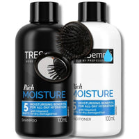 Tresemme Shampoo & Conditioner Bundle (100ml Each) with BVO Luxe Folding Brush – Complete Tresemme Mini Shampoo and Conditioner Travel Size Set
