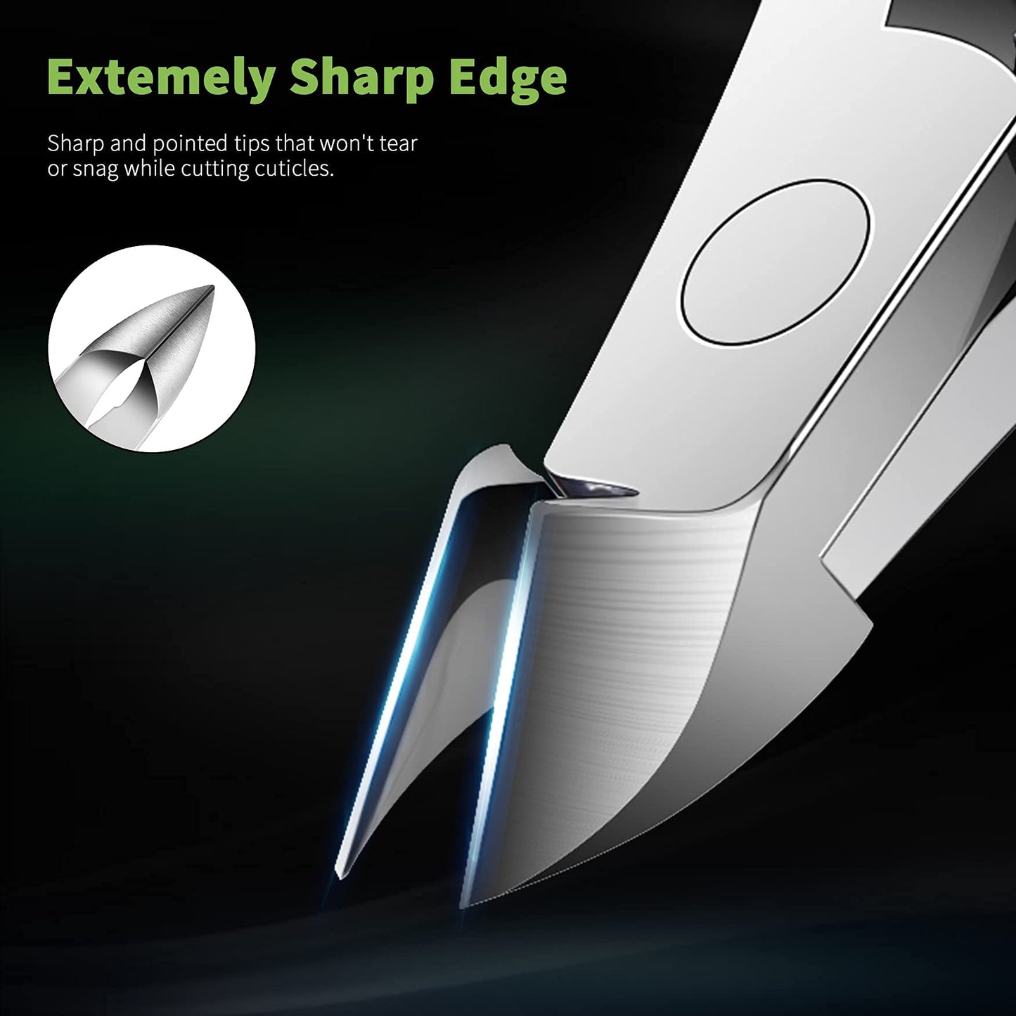 FVION Cuticle Cutters, Stainless Steel Cuticle Remover, Professional Pedicure Manicure Tool - 9mm Green