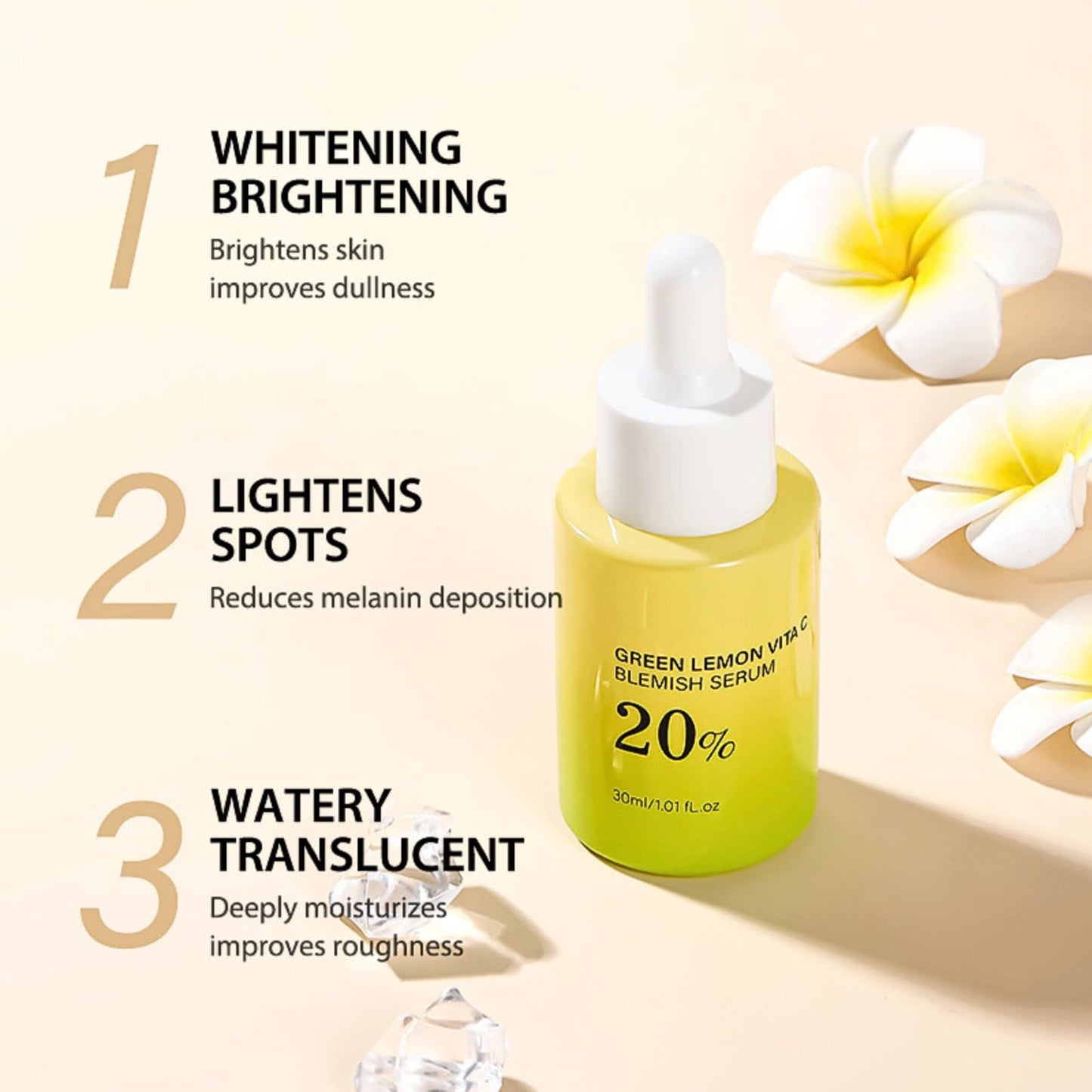 Tongyend Green Lemon Vitamin C Serum for Face, Blemish Serum, Dark Spot Correcting Glow Serum, Brighenting Face Serum for Hyperpigmentation, Fade Acne Marks, Improve Dullness, Shrink Pores, 30ml