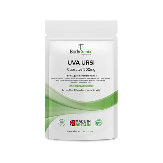 Bodygenix UVA Ursi Capsules - 500mg High Antioxidant Formula Immune System Joints Urinary Infections Digestive Health Support Natural Vegan Supplement - 30 Caps 1 Month Supply