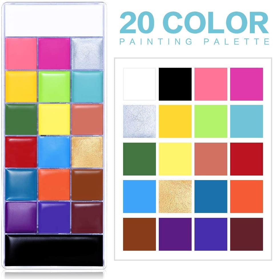 Ucanbe UCANBE Athena Body Face Paint Oil Palette 20 color Professional Non-Toxic Makeup Pallet Halloween FX Party Artist Fancy Adult Painting