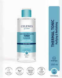 Celenes By Sweden Celenes by Sweden Thermal Water Glycolic Acid & Brightening Toner, 200 ml - Baltic Pine, Provitamin B5 & Niacinamide Formula - Pore Minimizer & Hydrating Care - All Skin Types - Paraben/Alcohol Free