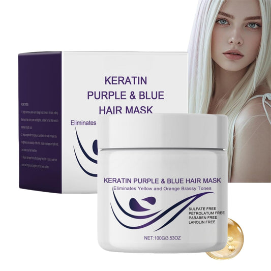 100g Purple Hair Mask,Neutralizes Yellow Tones Deep Nourish Brighten Hair,Deep Conditioning Purple Keratin Hair Mask,Add Shine,Cool Tone,Lighten & Soften,Hair Treatments for Dry Damaged Hair