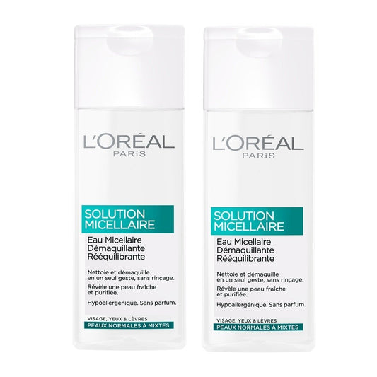 L'Oreal Solution Cleansing Water Cleansing Skin Normal to Combination Skin L 'Oréal Paris – Pack of 2