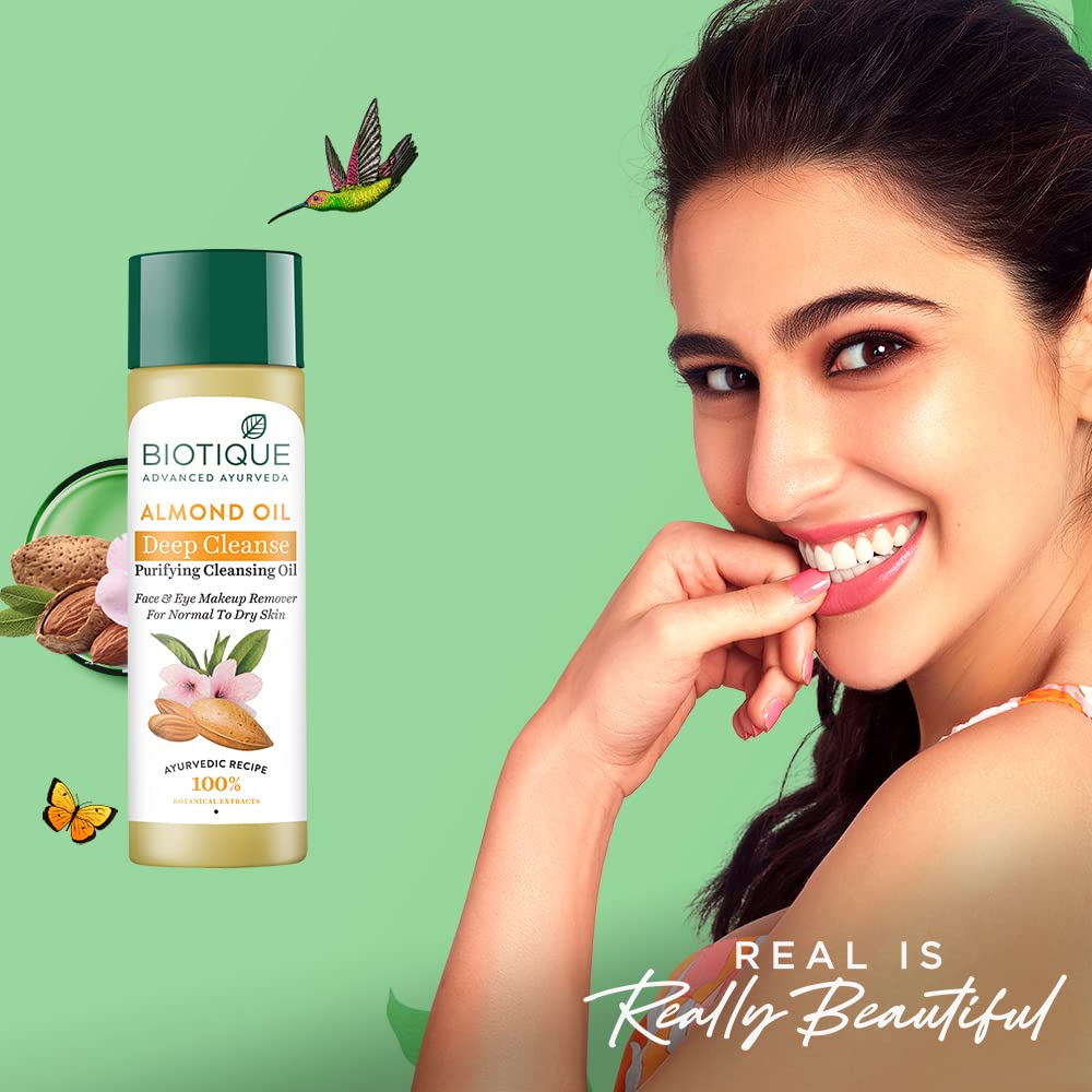 Biotique Almond Oil Soothing Face and Eye Makeup Cleanser for Normal To Dry Skin