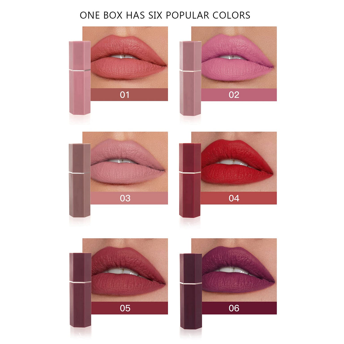 Petansy Matte Lipstick Set 6 Colors Nude Moisturizer Smooth Lipstick Long Lasting Waterproof Lipstick Makeup Gift Set