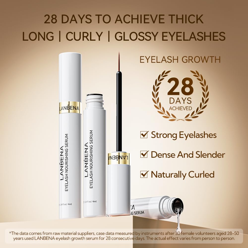 LANBENA Eyelash Growth Serum,Advanced Eyelash Treatment,Lash Serum for Eyelash Growth,Eyebrow Growth Serum,Hypoallergenic 0.14 Fl. Oz.