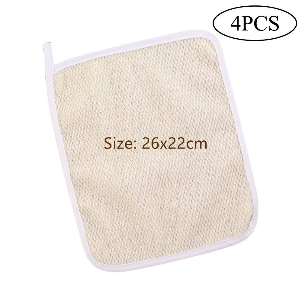 qiqiqiaqia 4 Pack Exfoliating Face and Body Wash Cloths 2-Sided Bath Towel Exfoliating Scrub Cloth for Women and Man Hand Towels for Bathroom with Soft Handle and Fine Mesh(26 x 22cm)