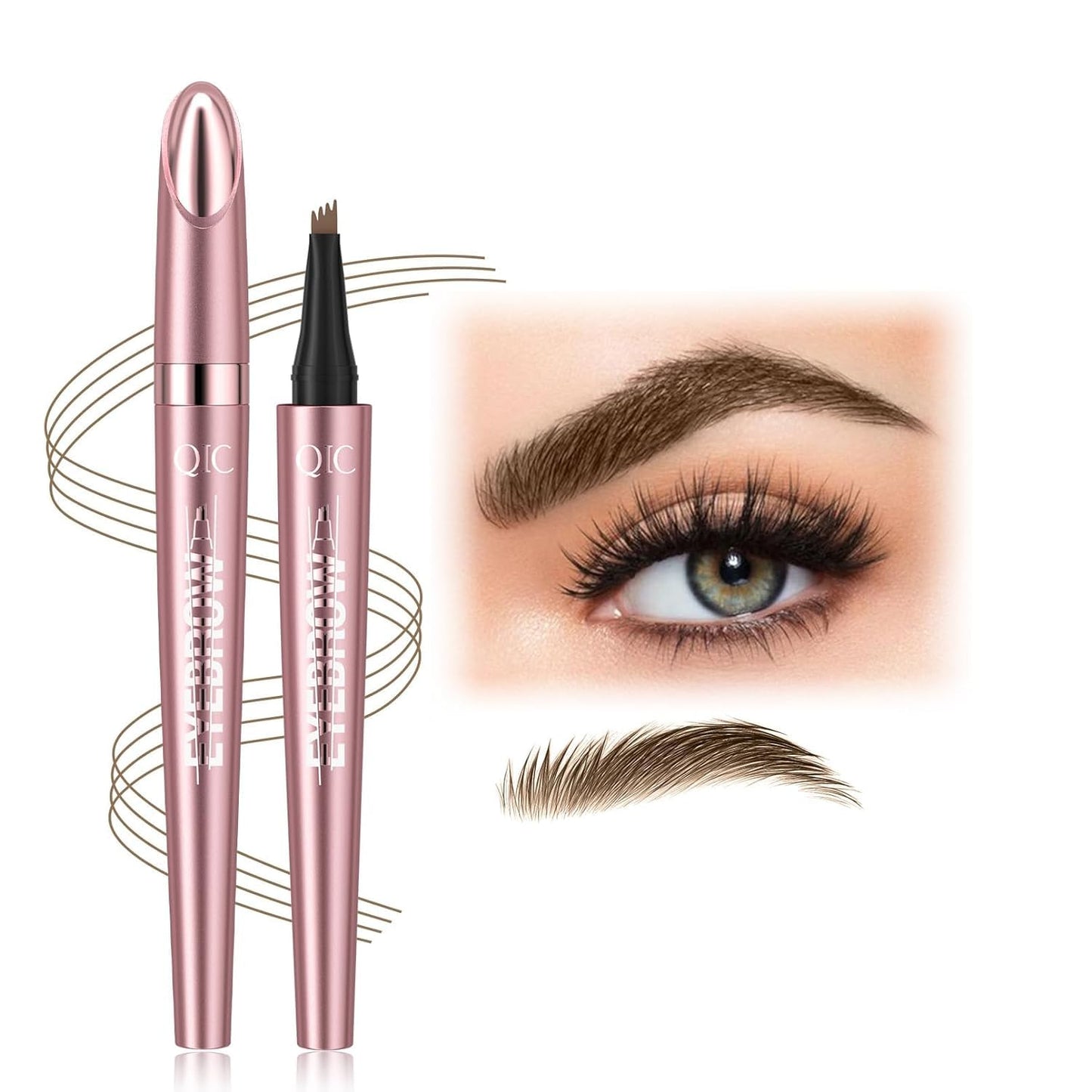 HOPHAT Magic Liquid Eyebrow Pencil - New 4 Tip Microblade Eyebrow Pen, Eyebrow Contouring Pen, Natural Long-Lasting Hair-Like Defined Brows Microblading Eyebrow Pencil (# 01)