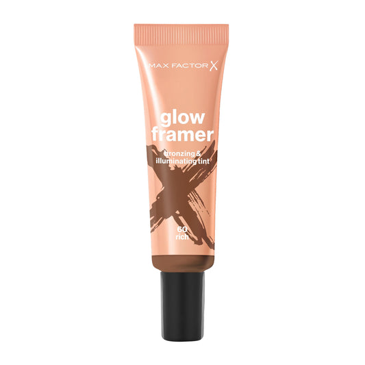 Max Factor Glow Framer, 60 Rich, Bronzing and Illuminating Tint, Blends contour and highlight, Soft Shimmers, Bronzing Pigments, Weightless, Easy to Blend Formula, 30ml