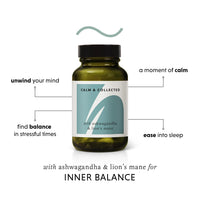 THE HERBTENDER, Calm & Collected - Vegan Adaptogen Supplements with Ashwagandha & Lion's Mane to Relax. (14 Capsule Refill Pouch)