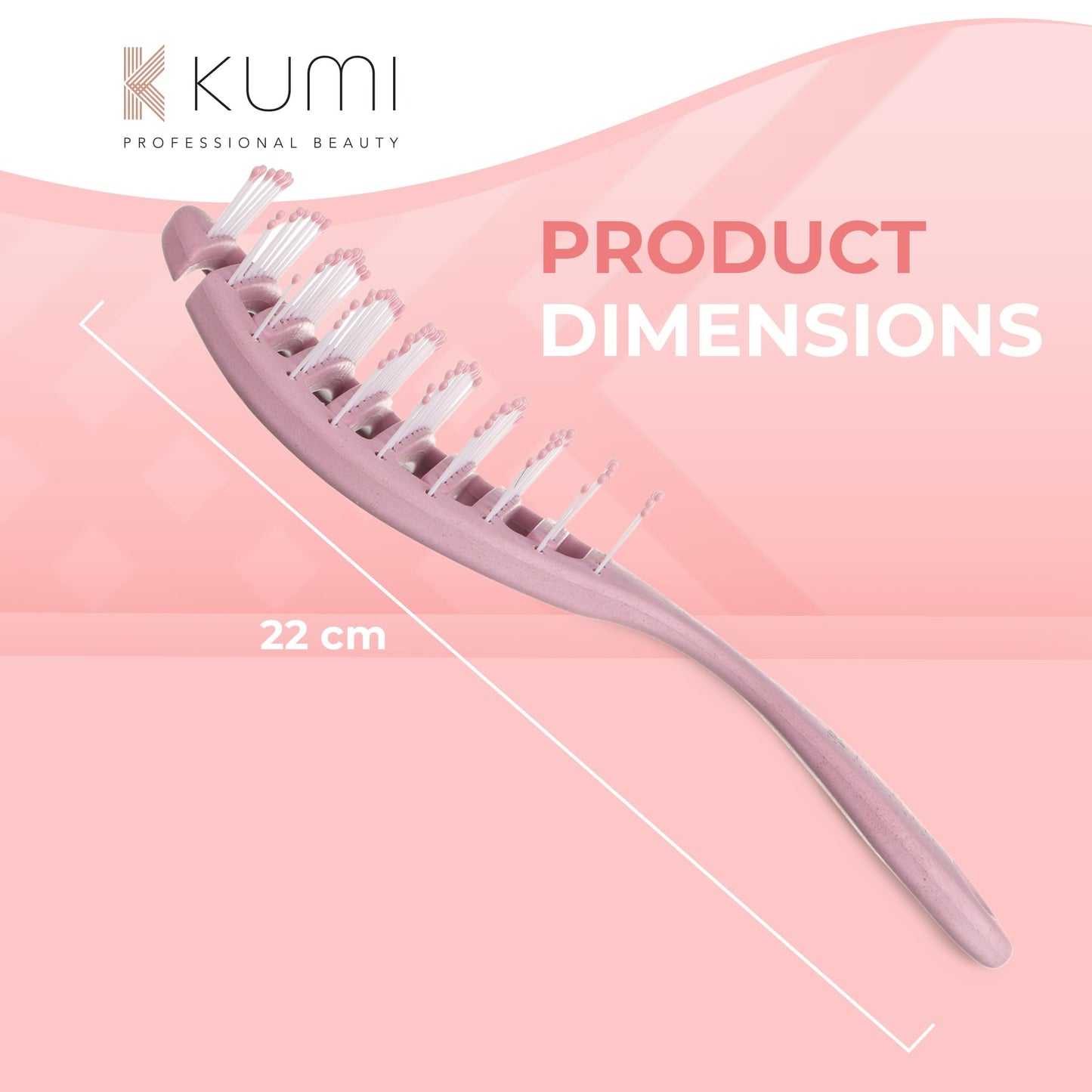 K Kumi Professional Beauty Kumi Pink Detangling Hair Brush - Wheat Straw Derived Anti-Breakage detangling Brush, Flexible Straw Brush for Wet and Dry Hair - Ideal for Home Use - Eco Friendly Hairbrush