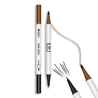 QIAWES Eyebrow Pencil, 2-In-1 Eyebrow Pen, 4 Fork Tip Microblading Eyebrow Pencil, Tattoo Eyebrow Pencil - Double Head Liquid Eyebrow Pen + Black Eyeliner Pencil (Black)