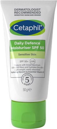 Cetaphil Daily Defence Face Moisturiser, SPF 50+ Day Cream With Glycerin, 50g, Sunscreen For All Skin Types