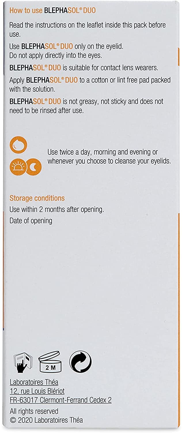 2 x Blephasol Duo 100 ml Micellar Eyelid Cleansing Lotion with 100 Lint-Free Pads | Effective and Gentle Cleansing for Make-Up Removal, Inflamed and Sensitive Eyelids | Soap & Alcohol-Free