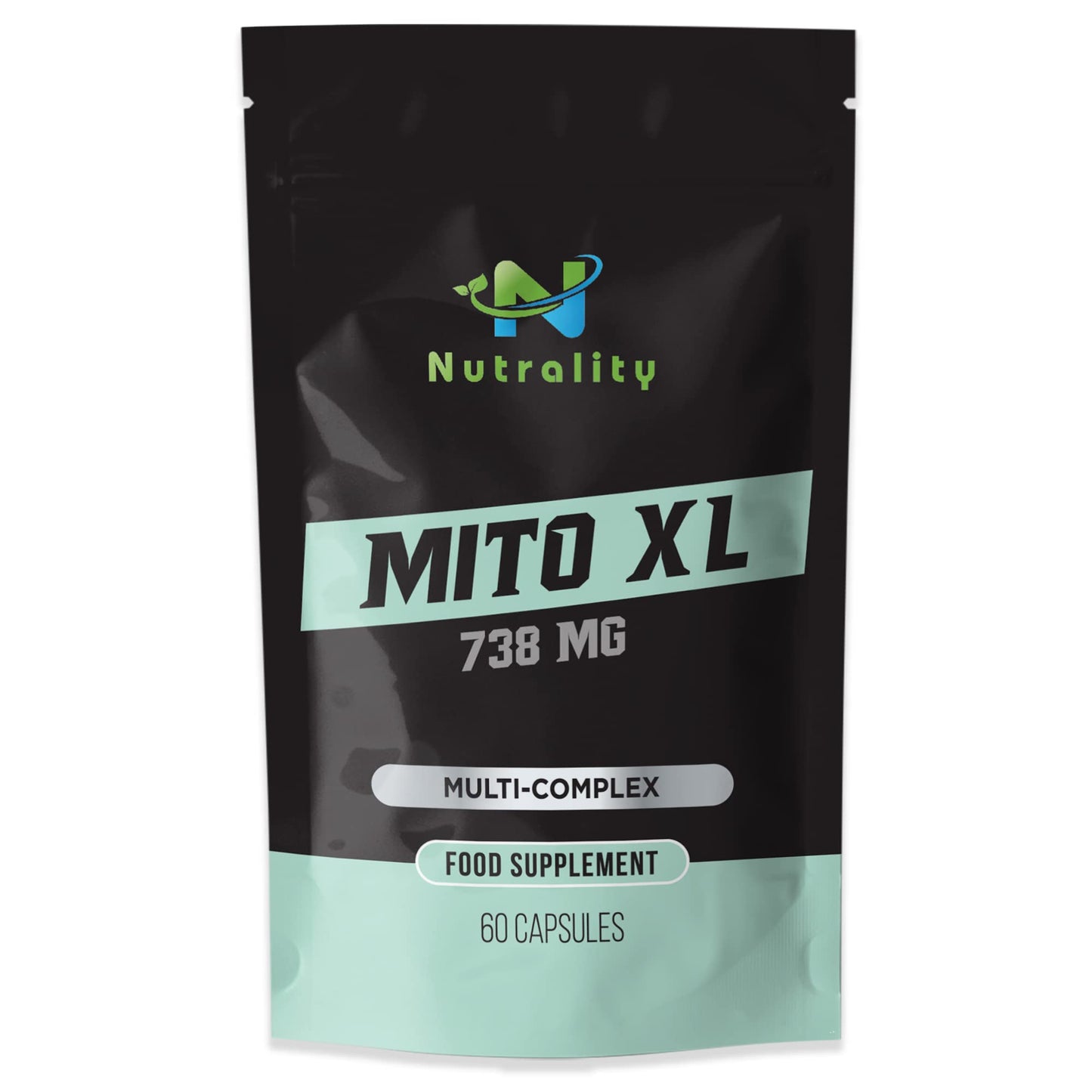 Nutrality Mito XL Supplement, 738mg | Mitochondrial Energy Optimizer, Healthy Mitochondria, Cellular Energy, Cognitive Support, Brain Health | 1 Month Supply, 60 Vegan-Friendly Capsules