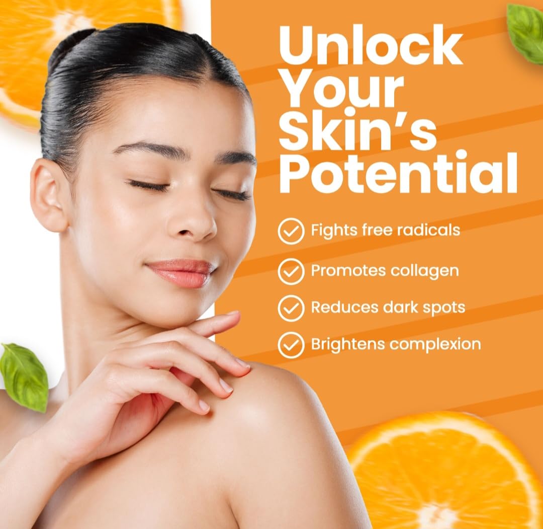 Premium Glutathione 500mg & Vitamin C 500mg Effervescent Tablets - Orange Flavour, Skin Brightening & Antioxidant Supplement, Vegan, Non-GMO - 20 Tablets by Ayaani