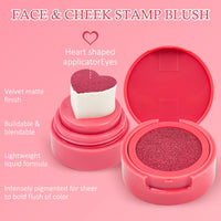 LOPHE Love Cushion Blush Cream, 2 Pcs Air Cushion Blusher with Heart-Shaped Applicator, Moisturizing Stamp Blush Cheek Rouge Soft Cream Blush, Natural-Look Cheek Tint Set Long Lasting Makeup (#02+#05)