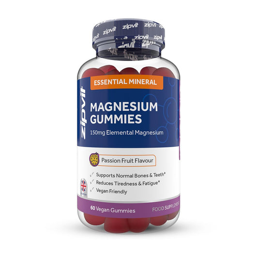 Magnesium Citrate Gummy, 150mg Elemental Magnesium, Supports Bones and Teeth, Reduces Tiredness and Fatigue, 60 Vegan Gummies, Passionfruit Flavour, UK Supplier
