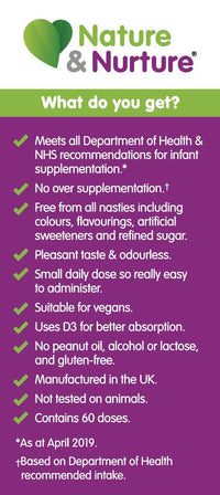 Award Winning Nature & Nurture Baby & Child Vitamins. The Vegan-Friendly Gentle Liquid multivitamin Drops for Babies, Toddlers and Children. Made in The UK. 60 Doses.
