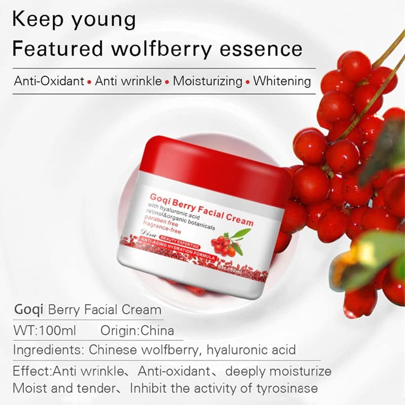 Wolfberry Facial Cream Anti-oxidant improve Tone Face Cream Hyaluronic Acid Moisturizing Anti-aging Firming Goji Berry Cream