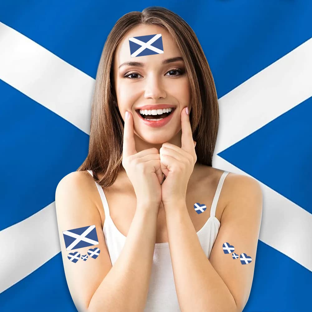 Kelamayi Scotland Flag Temporary Tattoos,10 Sheets National Flag Face Tattoo Stickers for World Cup European Cup International Competitions