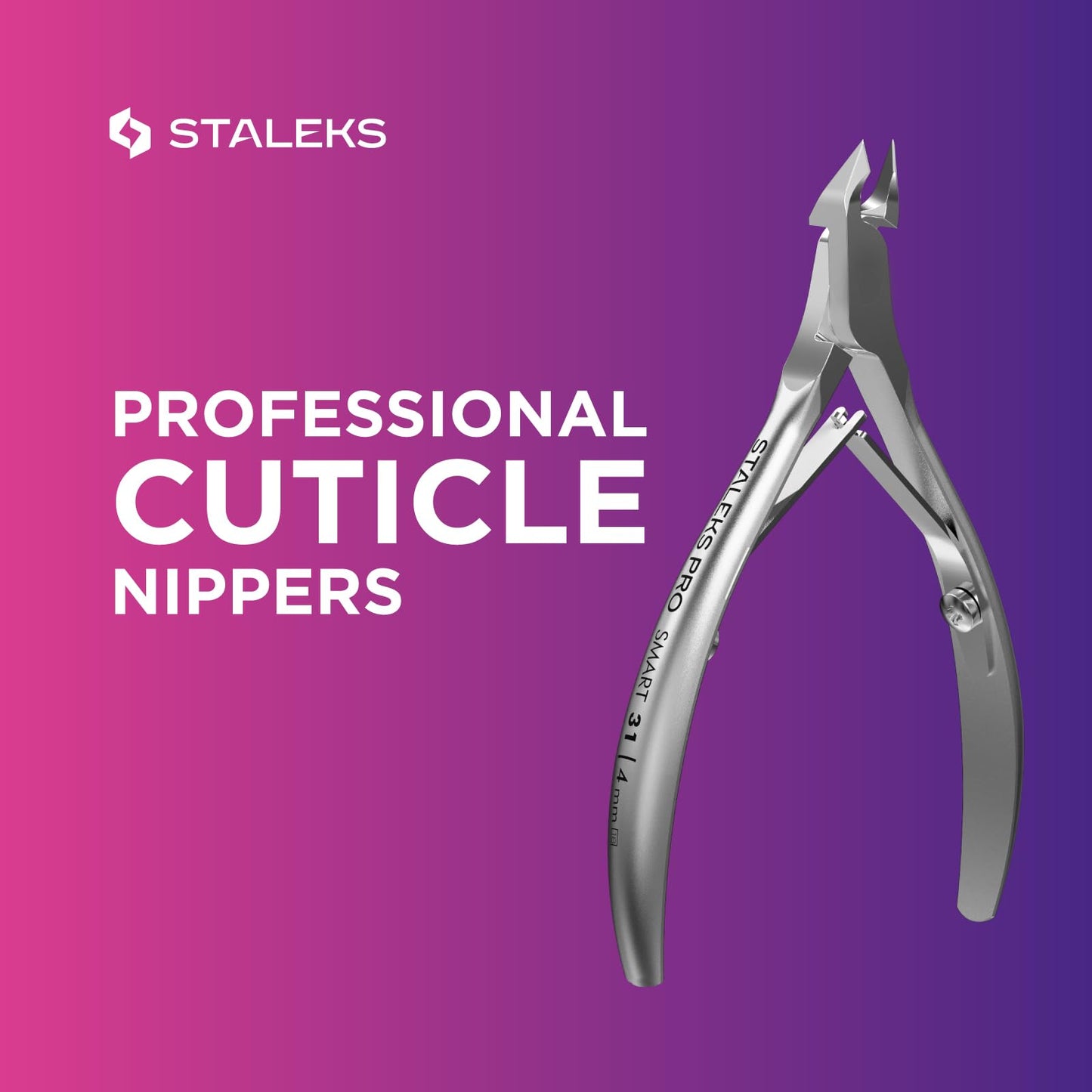 STALEKS PRO Smart 31 Quarter Jaw 4mm Professional Cuticle Nippers- Pack of 1 pcs - Model NS-31-4