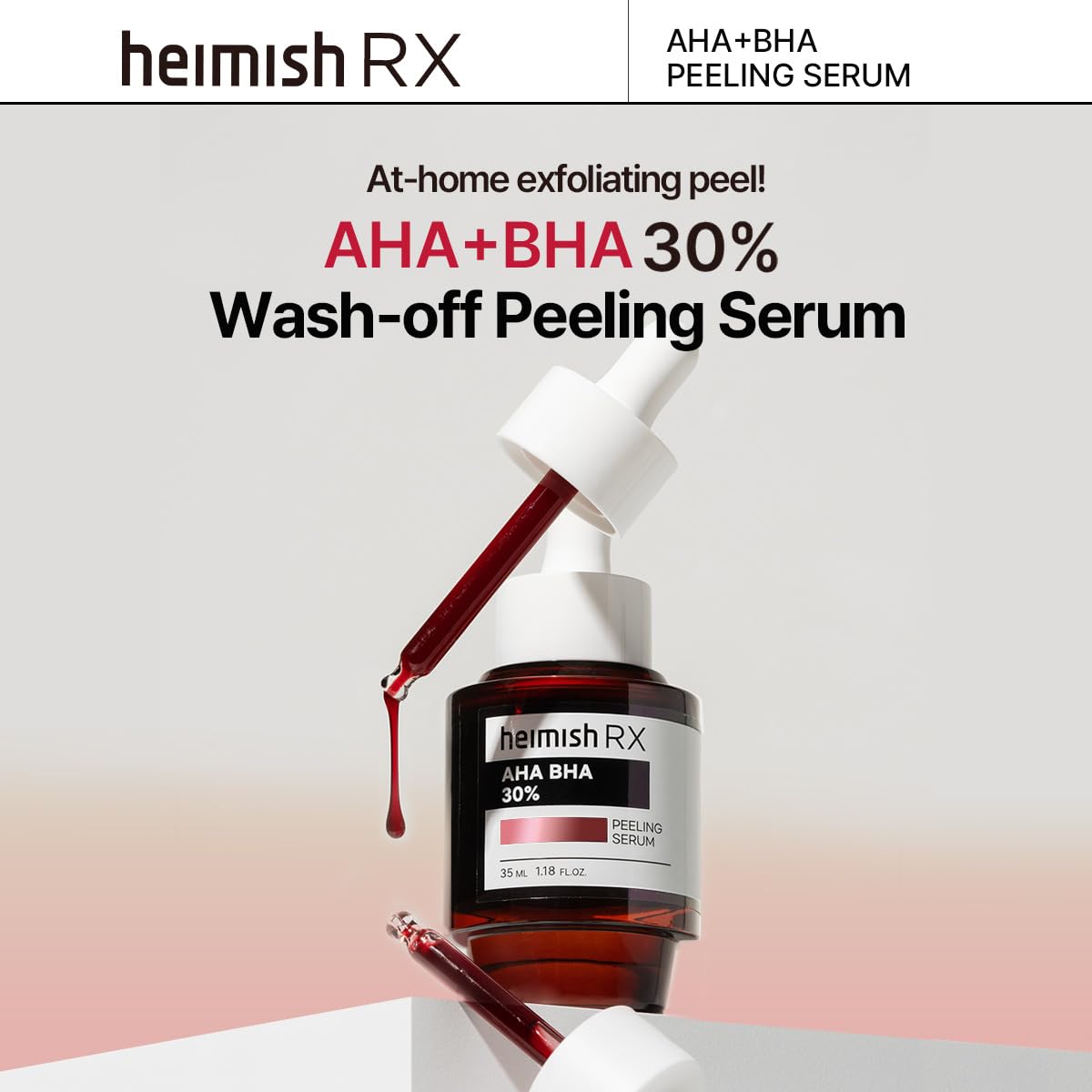 HEIMISH RX AHA BHA 30% Peeling Serum - Wash-off Peeling Serum, Chemical Peel for Blackheads, Pore and Sebum, Gentle Face Exfoliant for Oily and Acne-prone skin, Korean Skincare, 35ml (1.18 fl. oz)