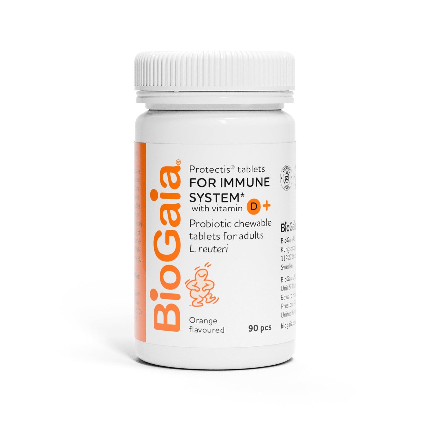 BioGaia BIOGAIA Protectis Probiotic Chewable Vitamin D3 Tablets, Orange Flavoured, 90 Pieces, for The Whole Family