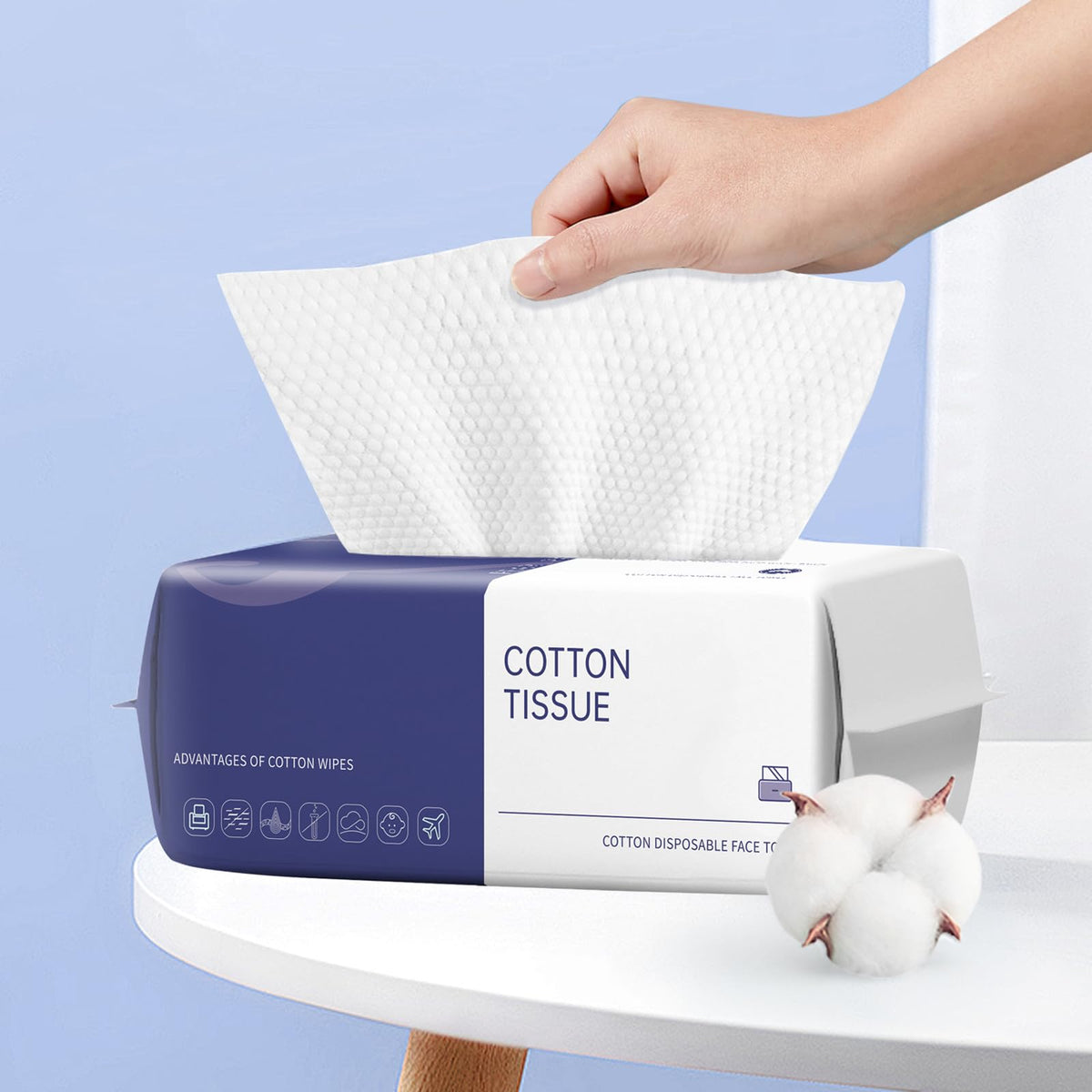 BODFPPC Disposable Face Towel, 100 Count Face Towels for Washing Soft Cotton Dry Wipes Facial Cloths Towelettes for Washing and Drying, Facial Tissue for Cleansing, Skincare and Makeup Remover