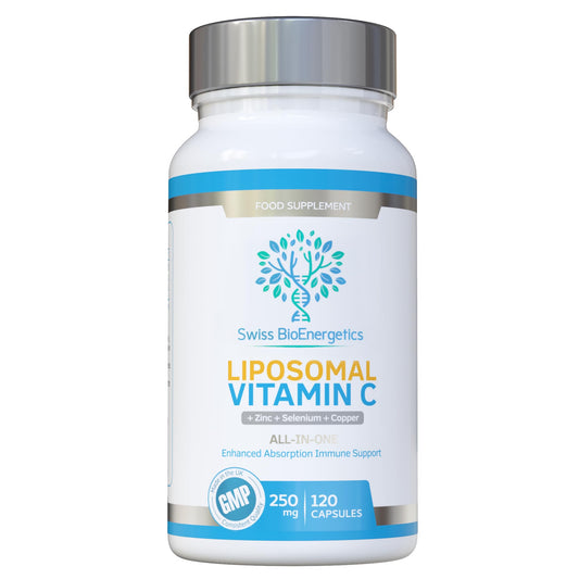 swiss bioenergetics Liposomal Vitamin C Complex with Zinc, Selenium and Copper : All-in-ONE Enhanced Absorption Immune Support : 250mg, 120 Vegan Capsules (4 Month Supply) : Non-GMO, Made in UK
