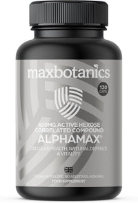 Max Botanics ALPHAMAX® Cellular Health, Natural Defence & Vitatlity Active Hexose Correlated Compound High Strenth AHCC Supplements 600mg Shiitake Mushroom Extract Vegan 120 Capsules UK Made