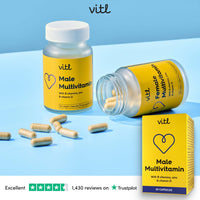 VITL Vitl Male Multivitamin & Minerals Supplement - 30 Vegan Capsules - 20 Essential Nutrients Including B Vitamins, Zinc, Vitamin D & Plant Extracts - Support Overall Male Wellbeing - 1 Month Supply